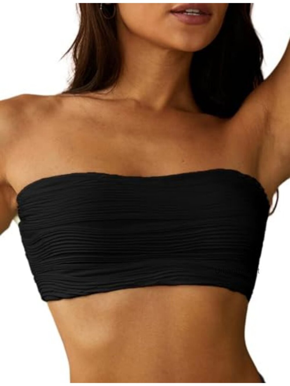 Women Bandeau Bikini Top Lace Up Strapless Swimsuit Bathing Suit Top